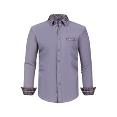 Men's Colorblock Plaid Collar Casual Super Stretch Shirt