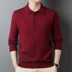 Men's Winter Pure Wool Lapel Thickened Casual Warm Sweater