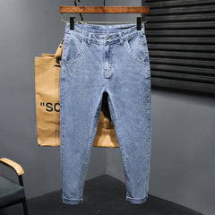 New loose elastic slim fit nine-point pants