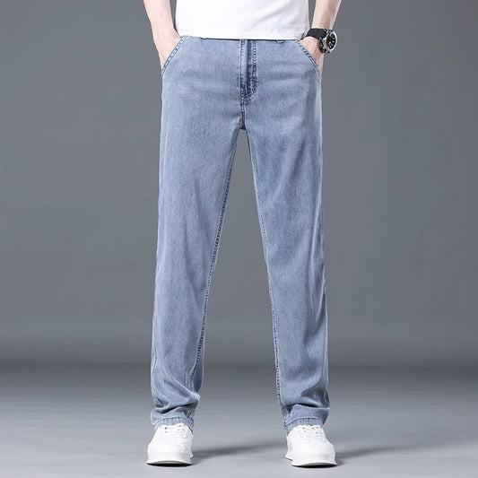 Men's High-end Thin Business Casual Ice Silk Soft Jeans