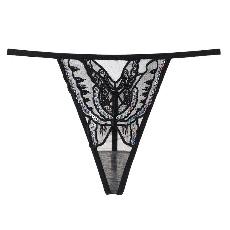 Bowknot Sexy Transparent Embroidered Thong