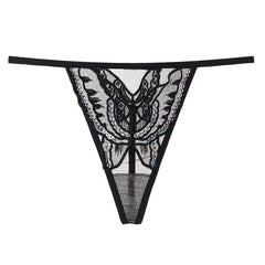 Bowknot Sexy Transparent Embroidered Thong