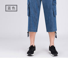 Men's Straight Multi Pocket Loose Casual Denim Shorts