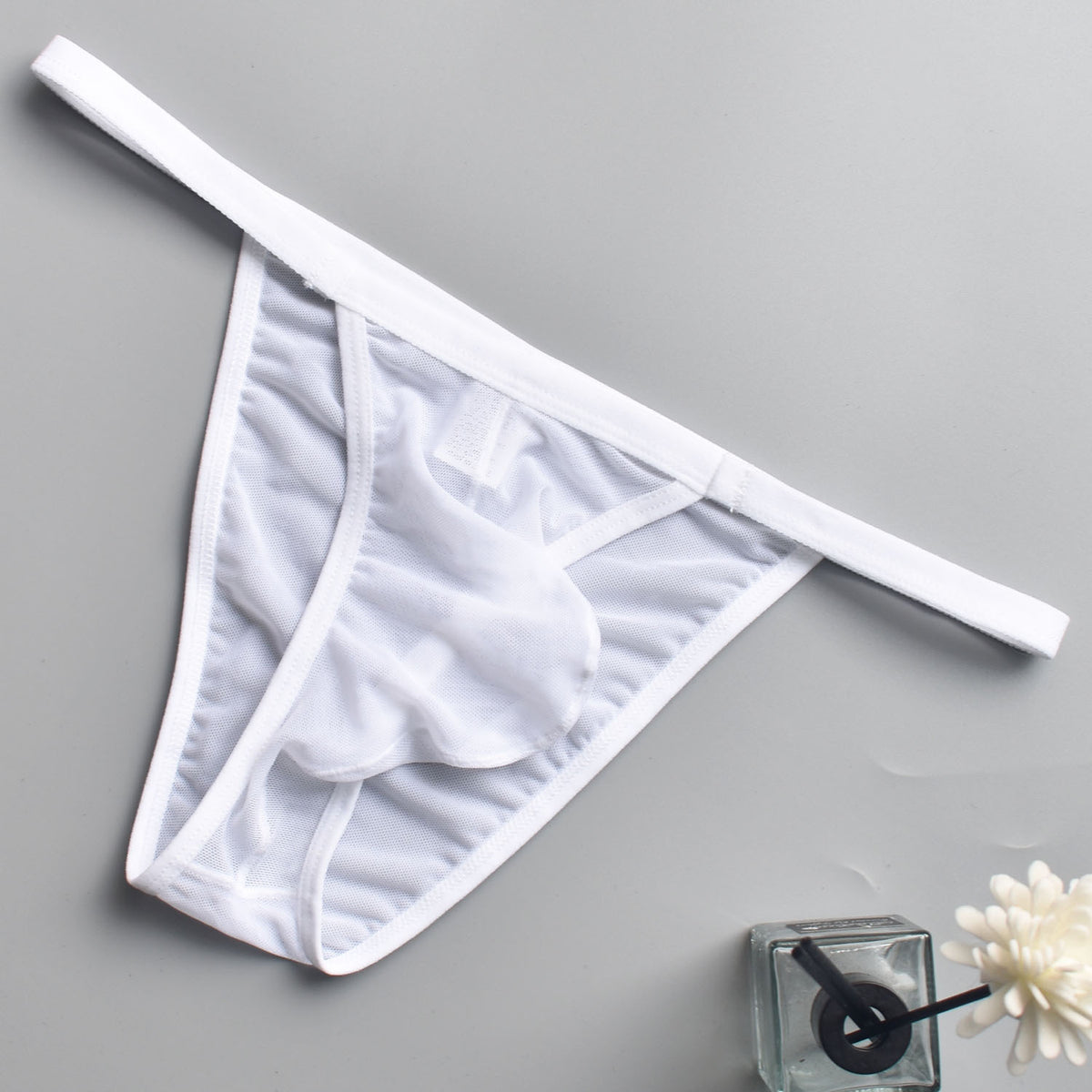 Men's Sexy Low Waist Breathable See-through Mesh Briefs