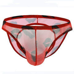 Men's Sexy Mesh Crotchless Print Briefs