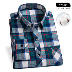 Pure cotton plaid casual lapel shirt