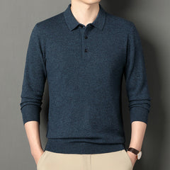 Men's Fashion Solid Color Lapel Casual Sweater