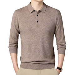 Men's Fashion Solid Color Lapel Casual Sweater