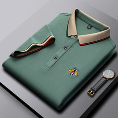 Summer Ice Silk Cotton Embroidered Bee Polo Shirt