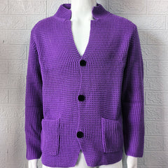 Men's slim fit stand collar knitted cardigan