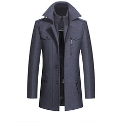 Men's Thick Double Collar Woolen Coat