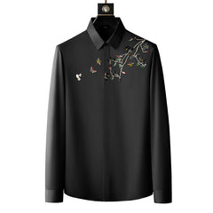 2023 New Fashion Pattern Embroidered Slim Fit Non-Iron Shirt