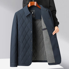 Men's New Winter Mulberry Silk Lapel Business Cotton Coat