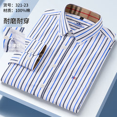 Men's Pure Cotton Business Casual Three-dimensional Comfortable Plaid Long-sleeved Shirt