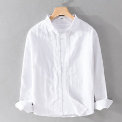 Men's New Cotton and Linen Casual All-match Long-sleeved Shirt