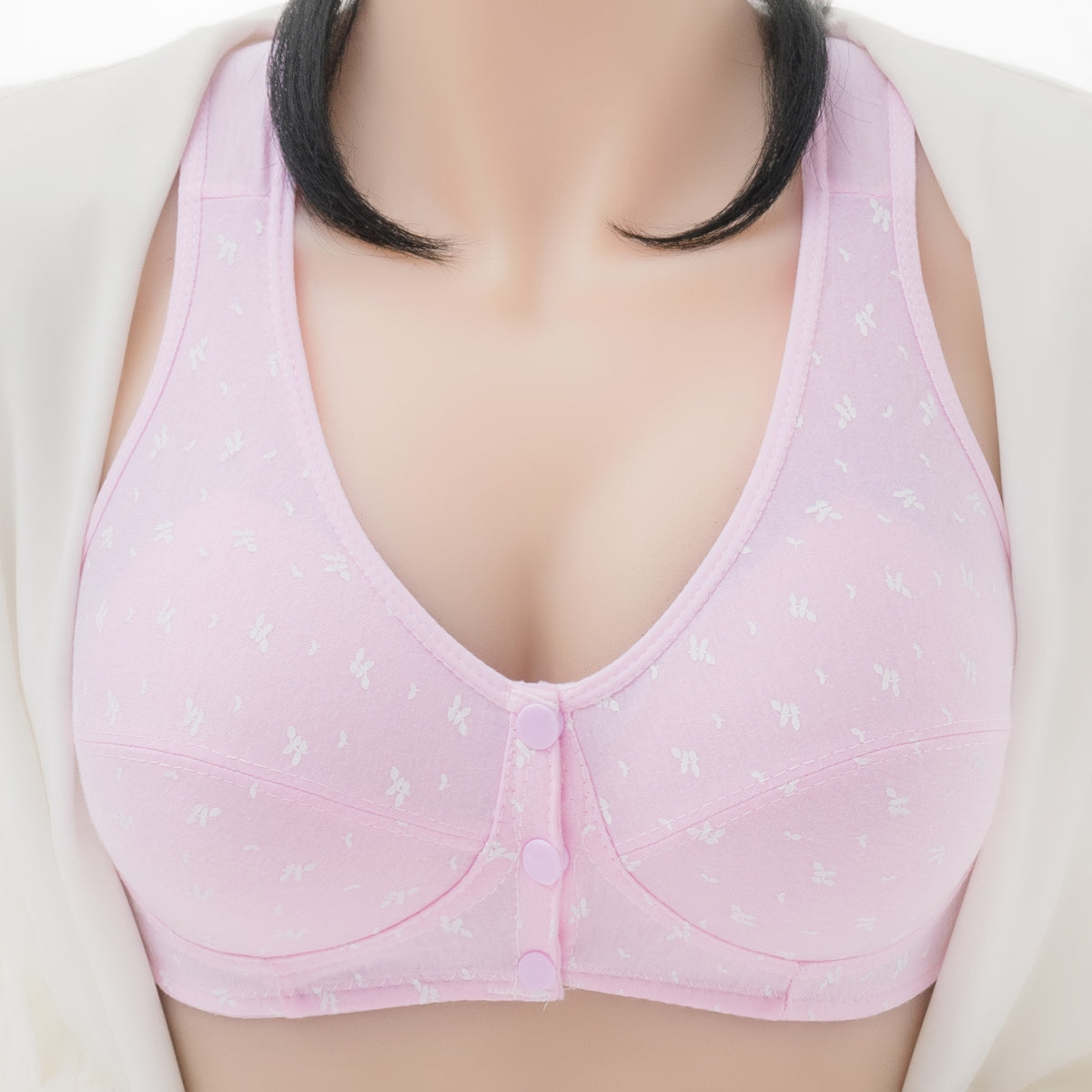 Thin Front Open Button Plus Size Wireless Bra