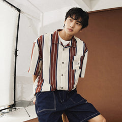 2024 New Fashion Casual Hawaiian Striped Shirt