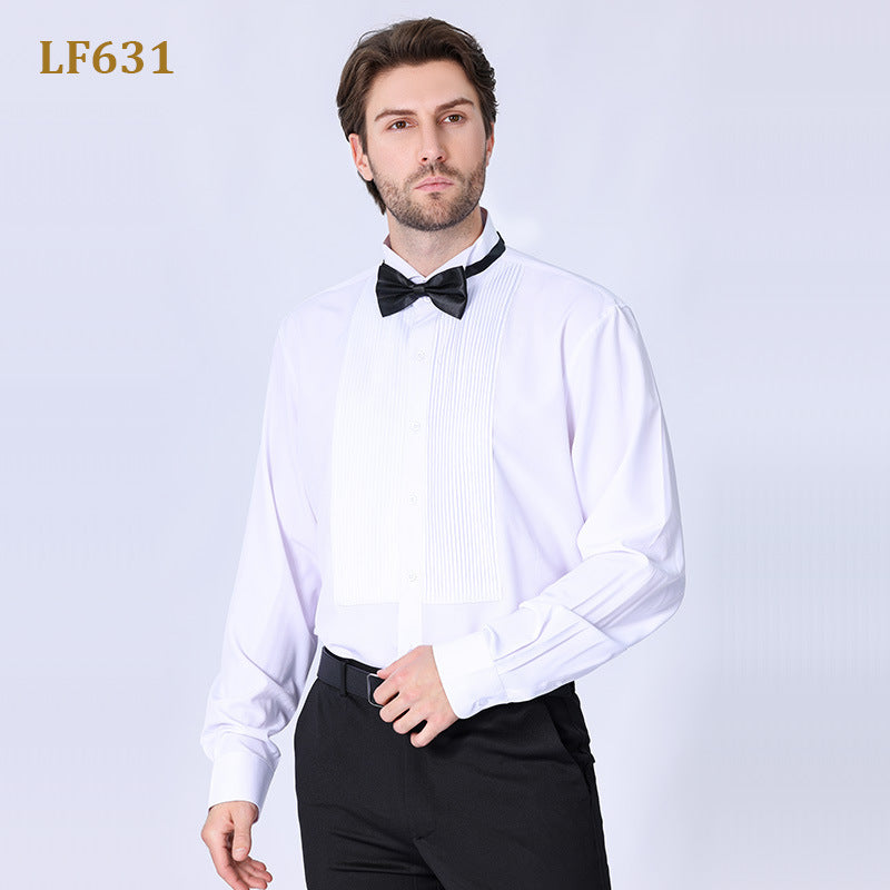 New Men's Dress French Shirt with Bow Tie