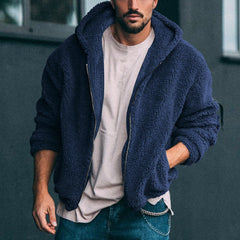 2023 Men's New Double-sided Arctic Velvet Hooded Zipper Jacket