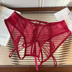 Sexy Open Crotch Lace-up Low-rise Briefs