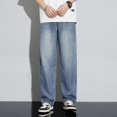 Men's Silk Stretch Wide-leg Straight Casual Jeans