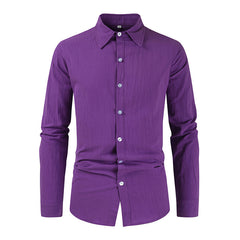 New Men's Cotton Linen Loose Casual Long Sleeve Shirt