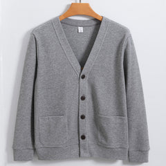 Men's High Quality Pure Cotton V-neck Casual Cardigan