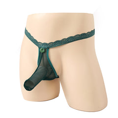 Men's Stretch Sexy Lace Mesh Transparent Thong