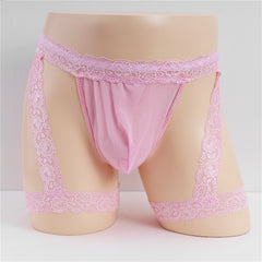 Men's Lace Sexy Suspenders Transparent Thong