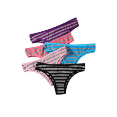Simple Breathable Striped Low-waist Briefs
