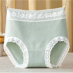 Pure cotton high waist tummy control lace plus size Panties