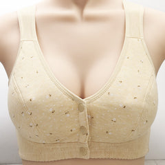 Cotton front button no wire floral bra