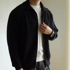 Zippered Simple Solid Color Loose Sweater