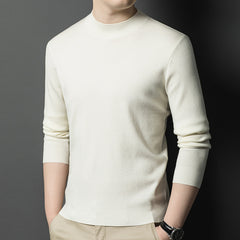 Men's half turtleneck solid color wool sweater