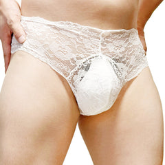 Men's Sexy Lace Transparent Briefs