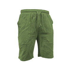 Men's Solid Color Drawstring Breathable Beach Pants Cotton and Linen Sports Casual Shorts
