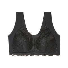 Large Size Front Button Push Up Lace Wireless Bra