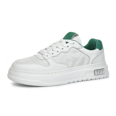 Men's New Winter Velvet Casual Cowhide White Shoes