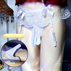 Men's Lace Suspender Low Waist Transparent Sexy Thong