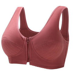 Soft Cotton Zip Front Wireless Plus Size Bra