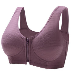Soft Cotton Zip Front Wireless Plus Size Bra
