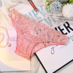 Rhinestone Chain Breathable Sexy Transparent Lace Panties