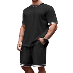 Summer Men's Simple and Versatile Solid Color Casual Sports Suit