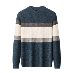 Men's 100% Pure Wool Half Turtleneck Thick Jacquard Sweater