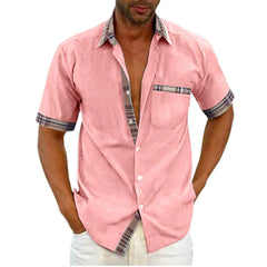 2023 Men's Summer Solid Color Plus Size Short-sleeved Shirt