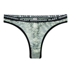 Lace Contrast Color Sexy High Elastic Belt Sports Fitness Thong