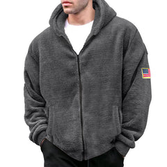 2023 Men's New Double-sided Velvet Warm Hooded Zipper Casual Jacket
