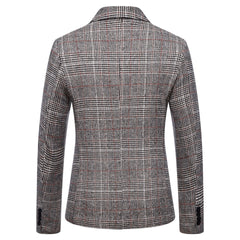 Men's Fashion Plaid Business Casual Woolen Blazer