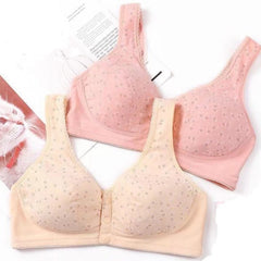 Cotton front buttoned large size wire-free bra