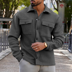 Men's Casual Velvet Lapel Single-breasted Solid Color Slim Jacket